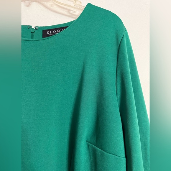 Eloquii Flare Sleeve Scuba Pencil MIDI Dress Plus Size Solid Emerald Green 22 - Picture 4 of 5